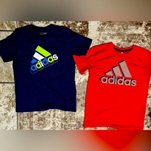 NWT Adidas Boys Lot Of 2 T Shits Size 12/14 Gray Blue / Orange  Athletic Tops
